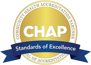 CHap CHAP accreditation seal representing community health standards of excellence for Ameri-Care Professional Service, Inc. in home healthcare services.